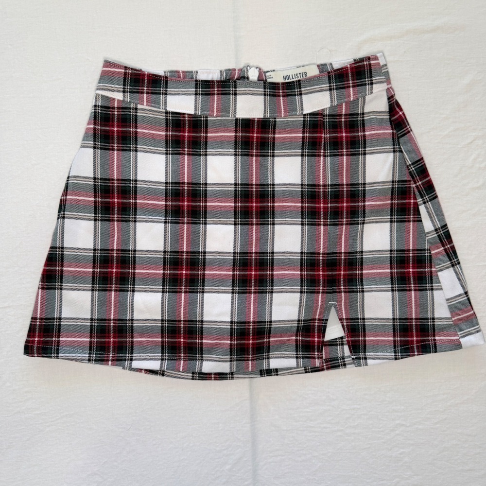 Hollister Womens Small Ultra High Rise Plaid Skort Red White Black NWT Y2K